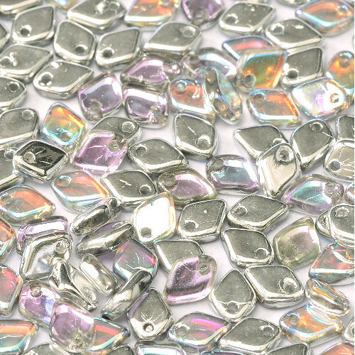 1.5mm x 5mm Dragon Scale Bead - 1 Hole - Crystal Silver Rainbow - 00030-98530