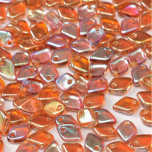 1.5mm x 5mm Dragon Scale Bead - 1 Hole - Crystal Orange Rainbow - 00030-98535
