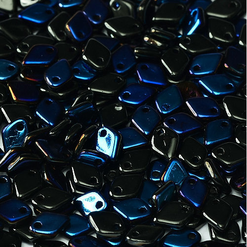 1.5mm x 5mm Dragon Scale Bead - 1 Hole - Jet Azuro - 23980-22201