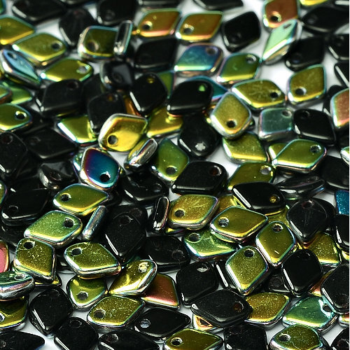 1.5mm x 5mm Dragon Scale Bead - 1 Hole - Jet Vitrail - 23980-28101