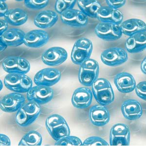 Mini Duo 2mm x 4mm - DU0463030-14400 - Turquoise Blue White Luster