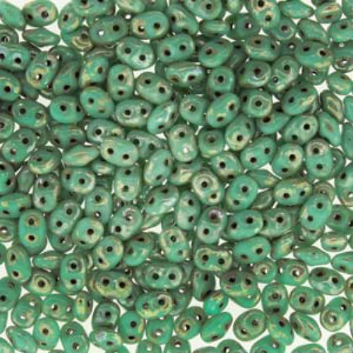 Mini Duo 2mm x 4mm - DU0463130-43400 - Turquoise Green Picasso