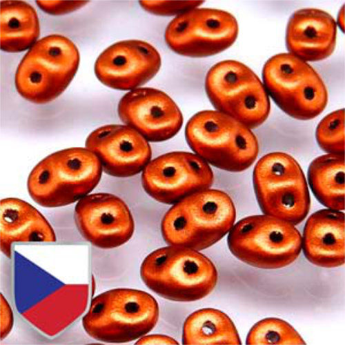 Super Duo 2.5mm x 5mm Czech Shield - DU0500030-01750CS - Crystal Bronze Fire Red