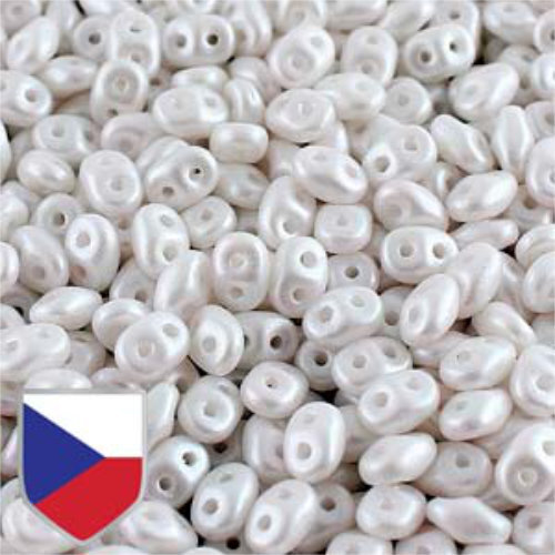 Super Duo 2.5mm x 5mm Czech Shield - DU0502010-24001CS - Pearl Shine White