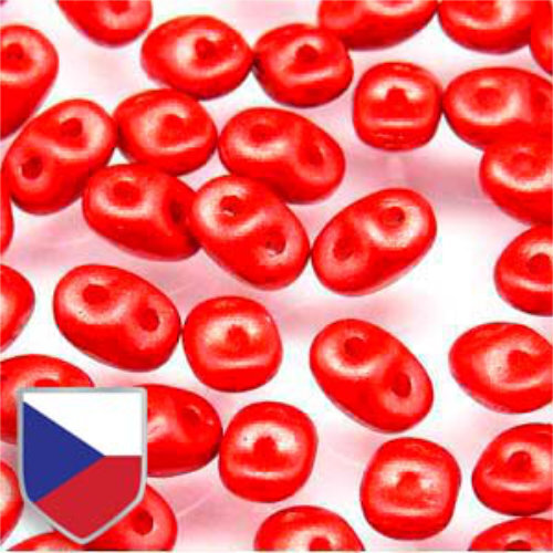 Super Duo 2.5mm x 5mm Czech Shield - DU0503000-01890CS - Chalk Lava Red