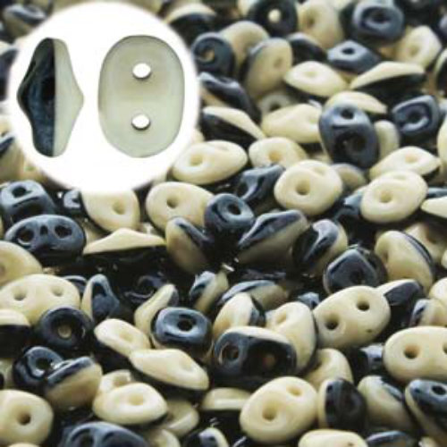 Super Duo 2.5mm x 5mm - DU0503849-14413 - Duet Black & White Beige Luster
