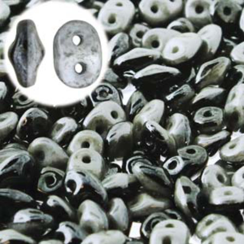 Super Duo 2.5mm x 5mm - DU0503849-14449 - Duet Black & White Grey Luster