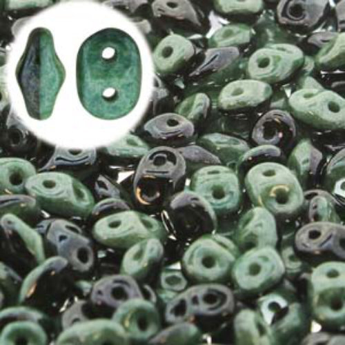 Super Duo 2.5mm x 5mm - DU0503849-14459 - Duet Black & White Green Luster
