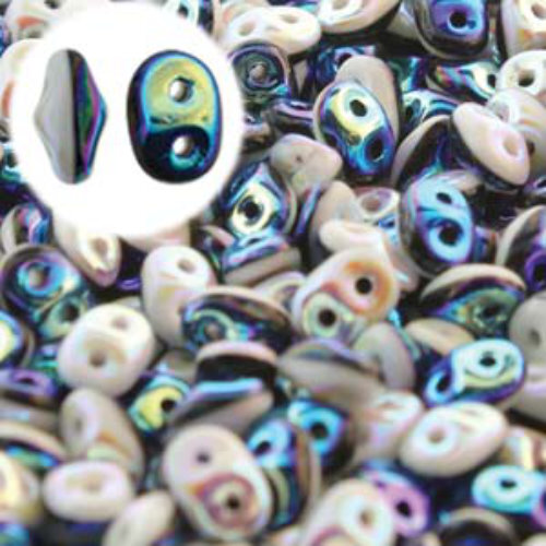 Super Duo 2.5mm x 5mm - DU0503849-28703 - Duet Black & White Luster Full AB