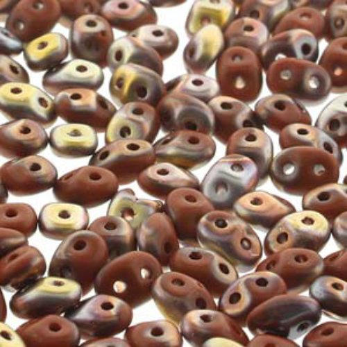 Super Duo 2.5mm x 5mm - DU0513600-27171 - Matte Opaque Chocolate Brown Capri Gold