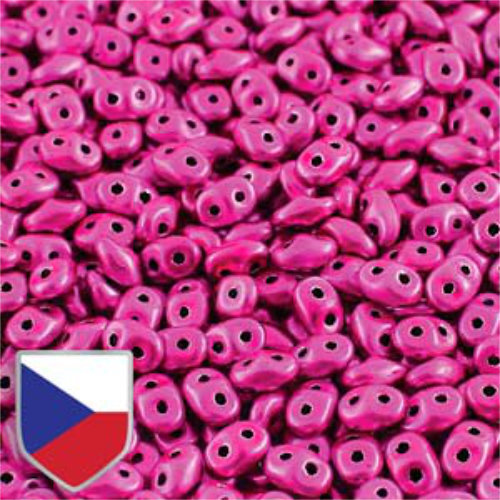 Super Duo 2.5mm x 5mm Czech Shield - DU0523980-24207CS - Metalust Hot Pink