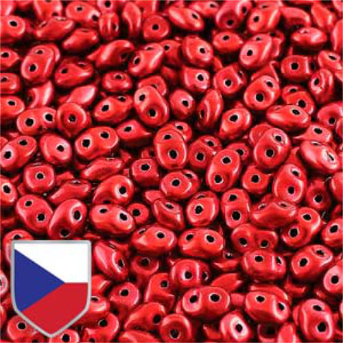 Super Duo 2.5mm x 5mm Czech Shield - DU0523980-24209CS - Metalust Lipstick Red