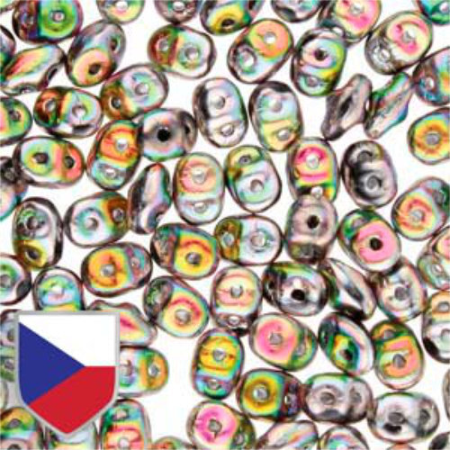 Super Duo 2.5mm x 5mm Czech Shield - DU0523980-28103CS - Jet Full Vitrail