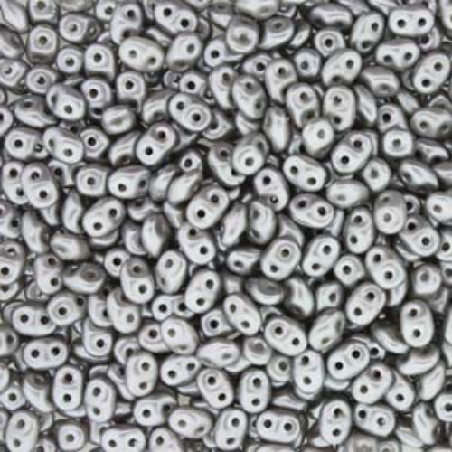 Super Duo 2.5mm x 5mm - DU0525028 - Pastel Light Grey / Silver