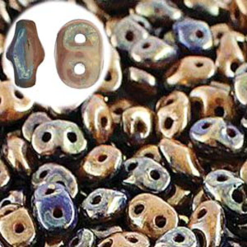 Super Duo 2.5mm x 5mm - DU0533413-15695 - Duet Opaque Navy Ivory Bronze Luster