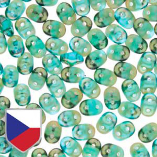 Super Duo 2.5mm x 5mm Czech Shield - DU0560020-22501CS - Aqua Celsian 