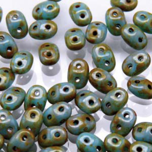 Super Duo 2.5mm x 5mm - DU0563030-86805 - Turquoise Blue Dark Travertine