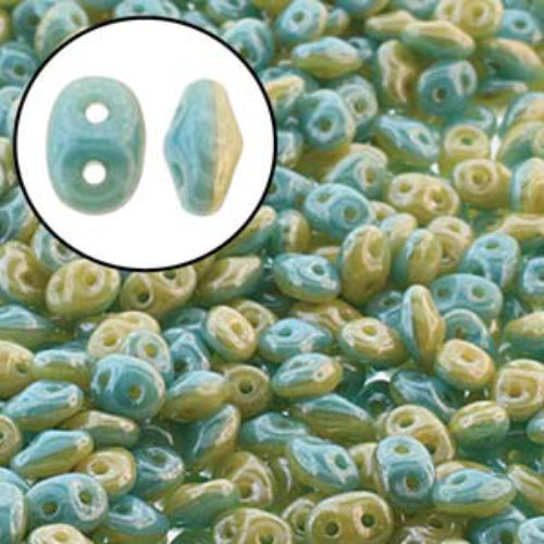 Super Duo 2.5mm x 5mm - DU0563032-14400 - Duet Opaque Blue Turquoise Ivory Luster