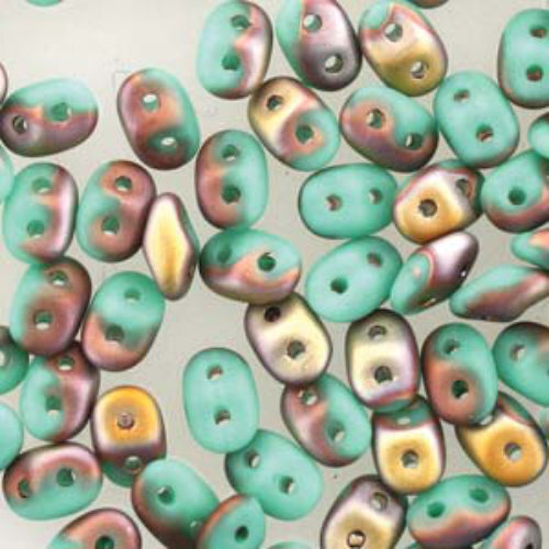 Super Duo 2.5mm x 5mm - DU0563130-27171 - Matte Turquoise Green Vega Capri Gold