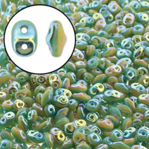 Super Duo 2.5mm x 5mm - DU0563132-28703 - Duet Opaque Green Turquoise Ivory Full AB