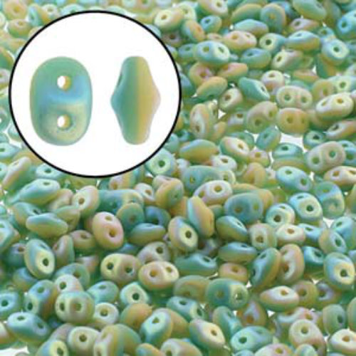 Super Duo 2.5mm x 5mm - DU0563132-28773 - Matte Duet Opaque Green Turquoise Ivory Full AB