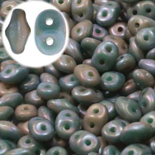 Super Duo 2.5mm x 5mm - DU0563132-85001 - Matte Duet Opaque Green Turquoise Ivory Nebula