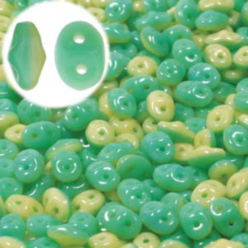 Super Duo 2.5mm x 5mm - DU0563132 - Duet Opaque Green Turquoise Ivory 