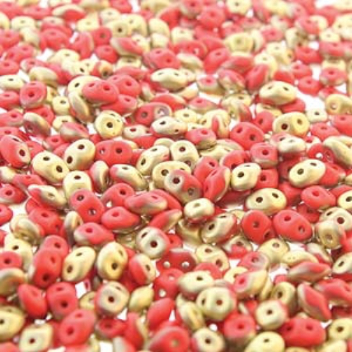 Super Duo 2.5mm x 5mm - DU0593200-26471 - Opaque Coral Red Fools Gold