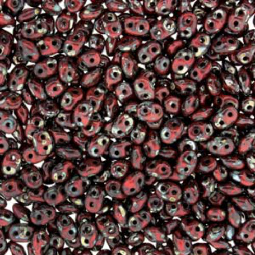 Super Duo 2.5mm x 5mm - DU0593200-43400 - Coral Red Picasso