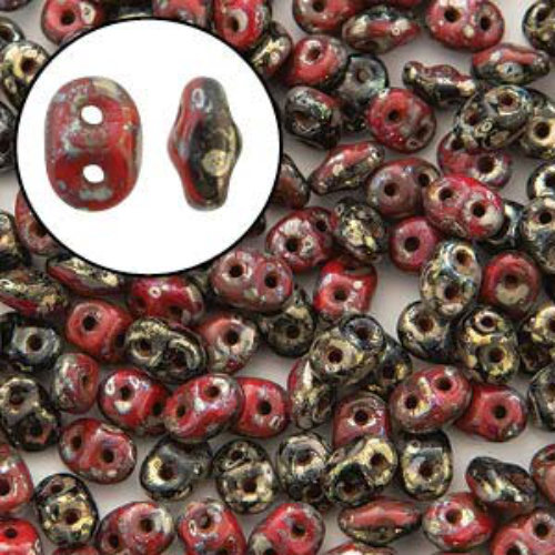 Super Duo 2.5mm x 5mm - DU0593298-43400 - Duet Opaque Red Black Picasso