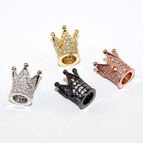 12mm x 8mm Rhinestone Crown Euro Bead