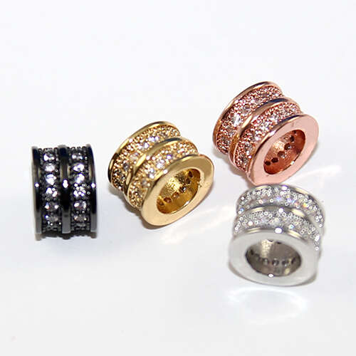 8mm x 6mm Rhinestone Tube Euro Bead