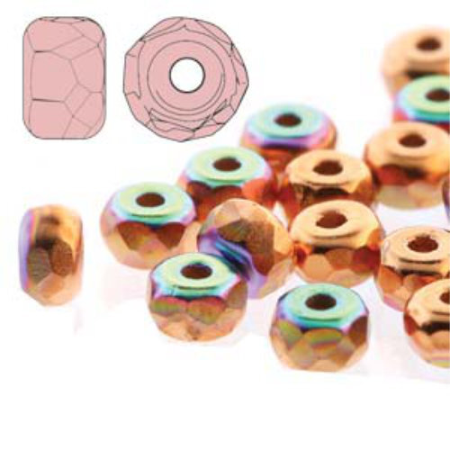 Faceted Micro Spacers 2mm x 3mm - Copper Plated AB - FPMS2300030-CPAB
