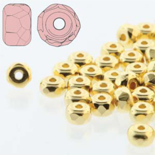 Faceted Micro Spacers 2mm x 3mm - 24K Gold Plated - FPMS2300030-GP