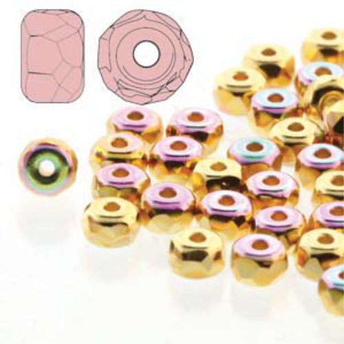 Faceted Micro Spacers 2mm x 3mm - 24K Gold Plated AB - FPMS2300030-GPAB