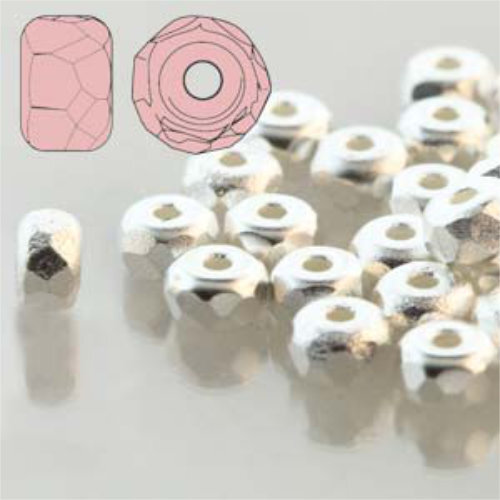 Faceted Micro Spacers 2mm x 3mm - 999 Fine Silver Plated - FPMS2300030-SL