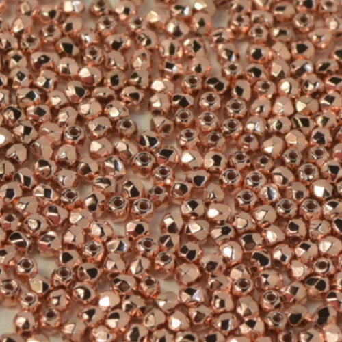 2mm Fire Polish Bead - Crystal Copper Plated - 00030-39000 - 50 Piece Bag