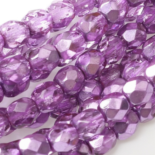 2mm Fire Polish Bead - Crystal Purple Metallic Ice - 00030-67275