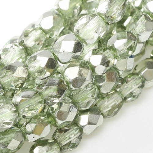 2mm Fire Polish Bead - Crystal Sea Foam Metallic Ice - 00030-67525 - 50 Piece Bag