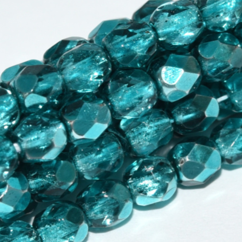 2mm Fire Polish Bead - Crystal Marine Metallic Ice - 00030-67642 - 50 Piece Bag