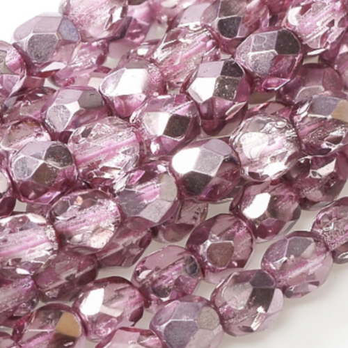 2mm Fire Polish Bead - Crystal Flamingo Metallic Ice - 00030-67744 - 50 Piece Bag