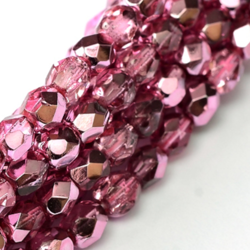 2mm Fire Polish Bead - Crystal Pink Metallic Ice - 00030-67754