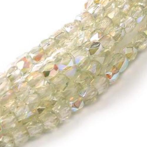2mm Fire Polish Bead - Crystal Green Rainbow - 00030-98539 - 50 Piece Bag