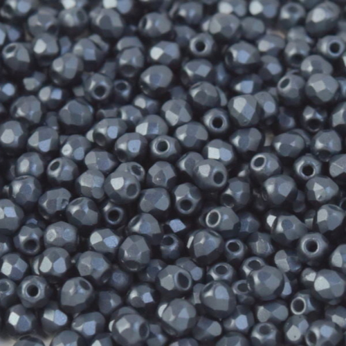 2mm Fire Polish Bead - Alabaster Pastel Dark Grey - 02010-25037 - 50 Piece Bag