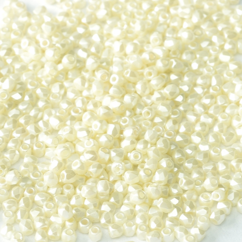 2mm Fire Polish Bead - Alabaster Pastel Light Cream - 02010-25110