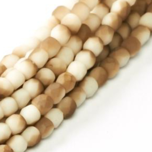 2mm Fire Polish Bead - Chalk White Celsian Matte - 03000-22571 - 50 Piece Bag