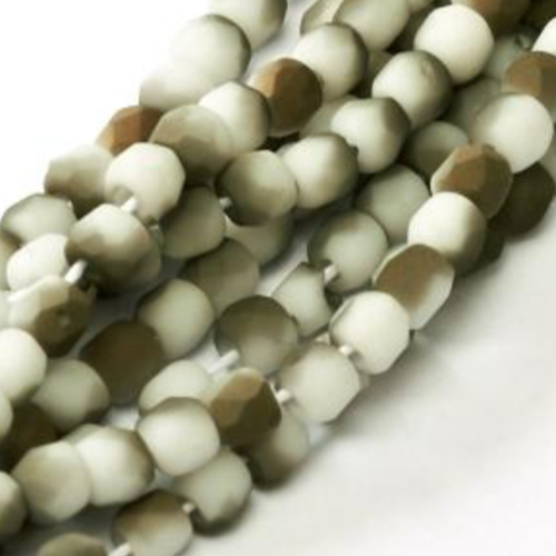 2mm Fire Polish Bead - Chalk White Valentinite Matte - 03000-22671 - 50 Piece Bag