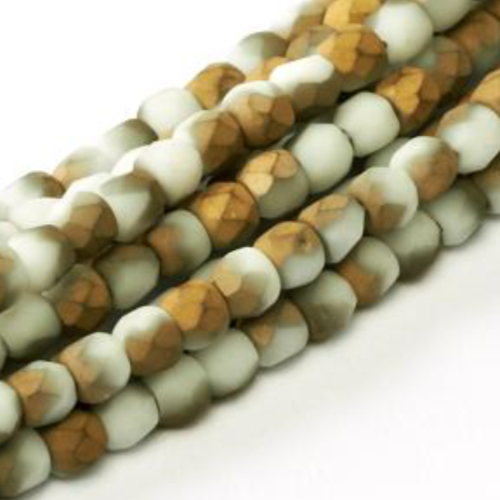 2mm Fire Polish Bead - Chalk White Amber Matte - 03000-26471