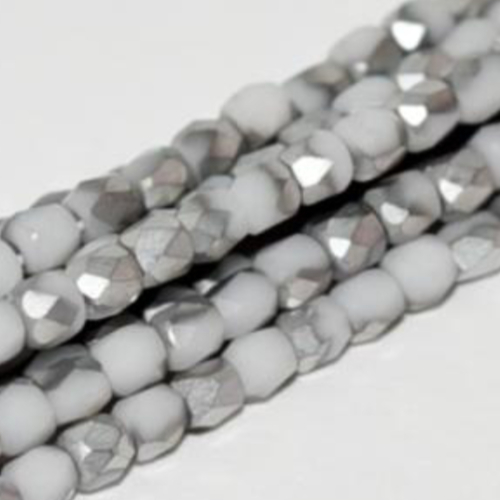 2mm Fire Polish Bead - Chalk White Labrador Matte - 03000-27071 - 50 Piece Bag