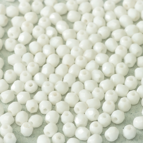 2mm Fire Polish Bead - Chalk White  - 03000